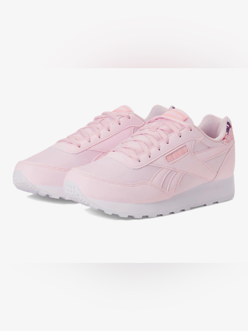 🌟🌼NIB Reebok Rewind Run Women’s Pink Floral-Accent Low-Top Sneakers